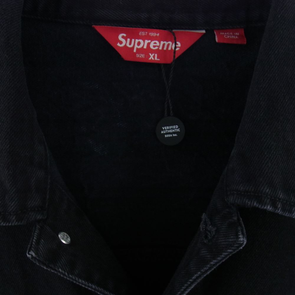 Supreme シュプリーム 23SS Dyed Logo Shibori Denim Trucker Jacket シボリ デニム トラッカージャケット ブラック系 XL【美品】【中古】