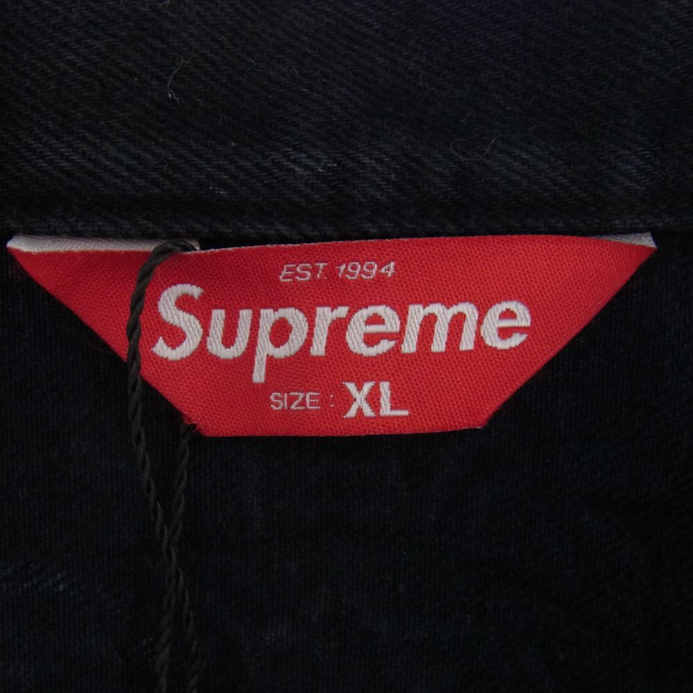 Supreme シュプリーム 23SS Dyed Logo Shibori Denim Trucker Jacket シボリ デニム トラッカージャケット ブラック系 XL【美品】【中古】