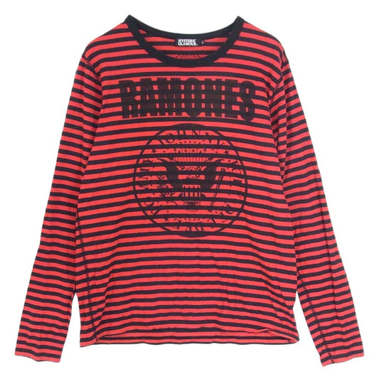 HYSTERIC GLAMOUR ヒステリックグラマー 4CL-5423 RAMONES ラモーンズ ボーダー 長袖 Tシャツ レッド系 L【中古】