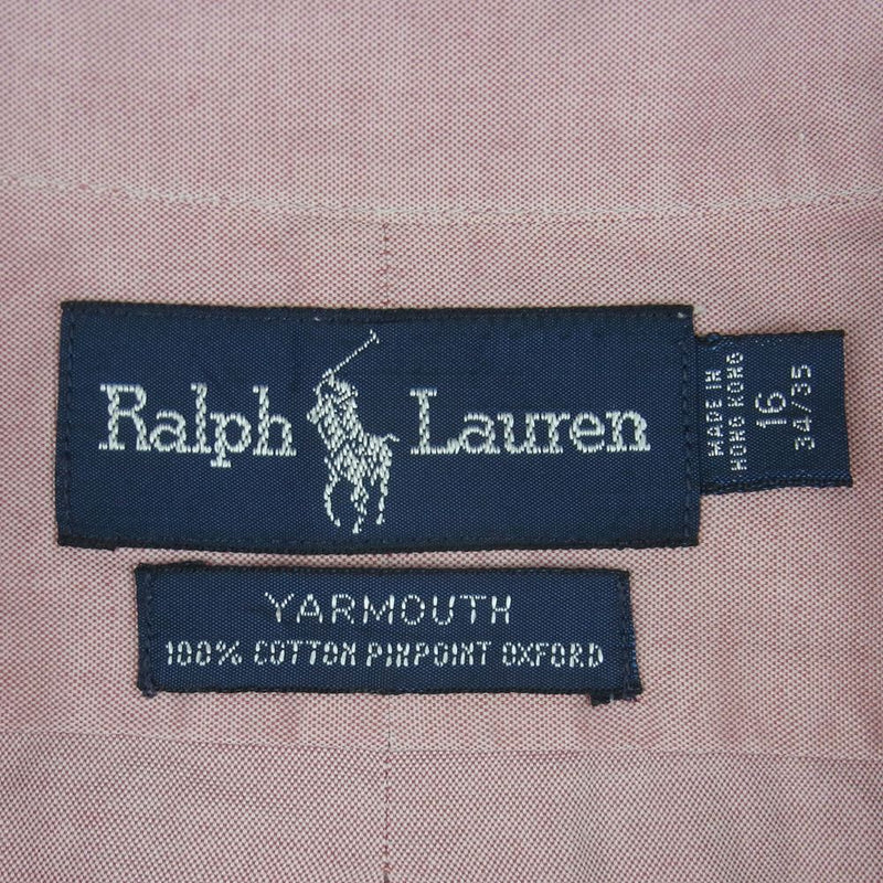 RALPH LAUREN ラルフローレン BD ボタンダウン 長袖 シャツ 香港製 ピンク系 16【中古】