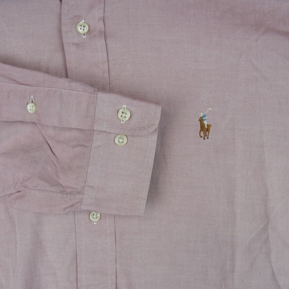 RALPH LAUREN ラルフローレン BD ボタンダウン 長袖 シャツ 香港製 ピンク系 16【中古】