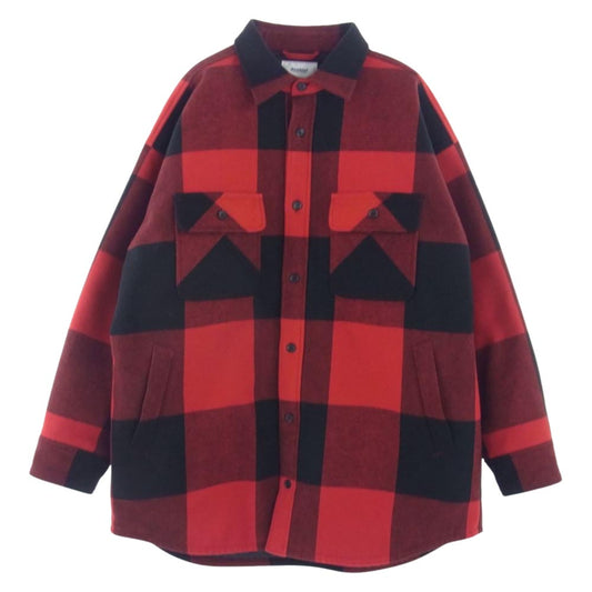 ダブレット 18AW 18AW13CO25 OVERSIZED BONDING BUFFALO CHECK オーバーサイズ ボンディング バッファロー チェックシャツ ジャケット レッド系 M【中古】