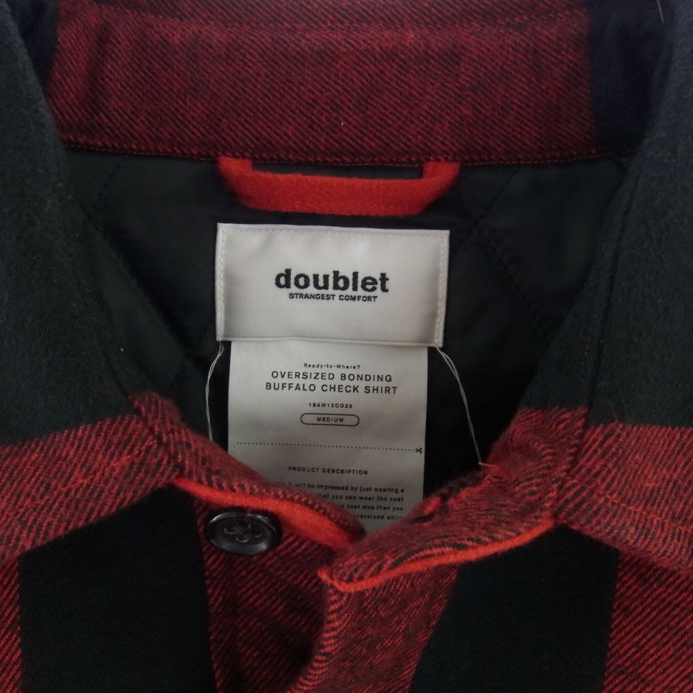 ダブレット 18AW 18AW13CO25 OVERSIZED BONDING BUFFALO CHECK オーバーサイズ ボンディング バッファロー チェックシャツ ジャケット レッド系 M【中古】
