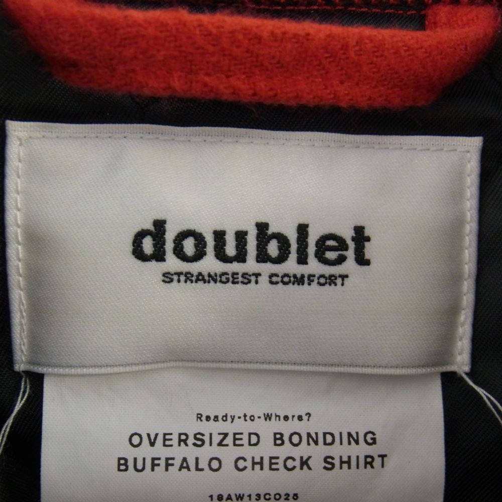 ダブレット 18AW 18AW13CO25 OVERSIZED BONDING BUFFALO CHECK オーバーサイズ ボンディング バッファロー チェックシャツ ジャケット レッド系 M【中古】