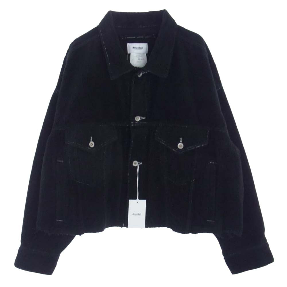 ダブレット 22AW 22AW19BL151 CUT OFF FUZZY JACKET BLACK カット オフ ジャケット ブラック系 S【中古】