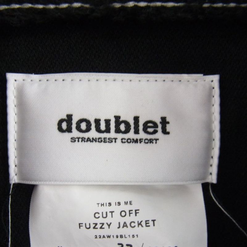 ダブレット doublet ジャケット 22AW 22AW19BL151 CUT OFF FUZZY JACKET BLACK カット オフ ジャケット ブラック系 S