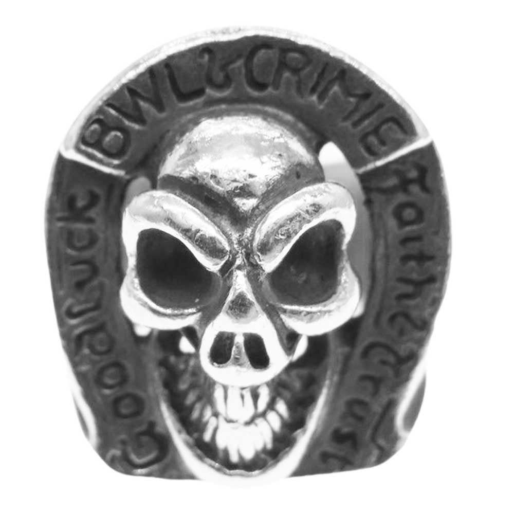 BILL WALL LEATHER ビルウォールレザー × CRIMIE クライミー BW Skull Horseshoe Ring スカル ホースシュー リング シルバー系 12号【中古】