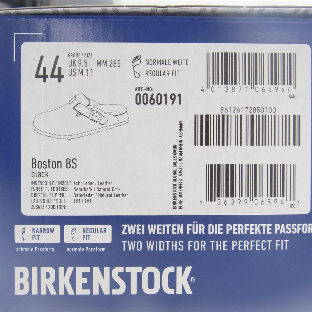 BIRKENSTOCK ビルケンシュトック 0060191 BOSTON ボストン レザー ブラック サンダル ブラック系 28.5cm【新古品】【未使用】【中古】