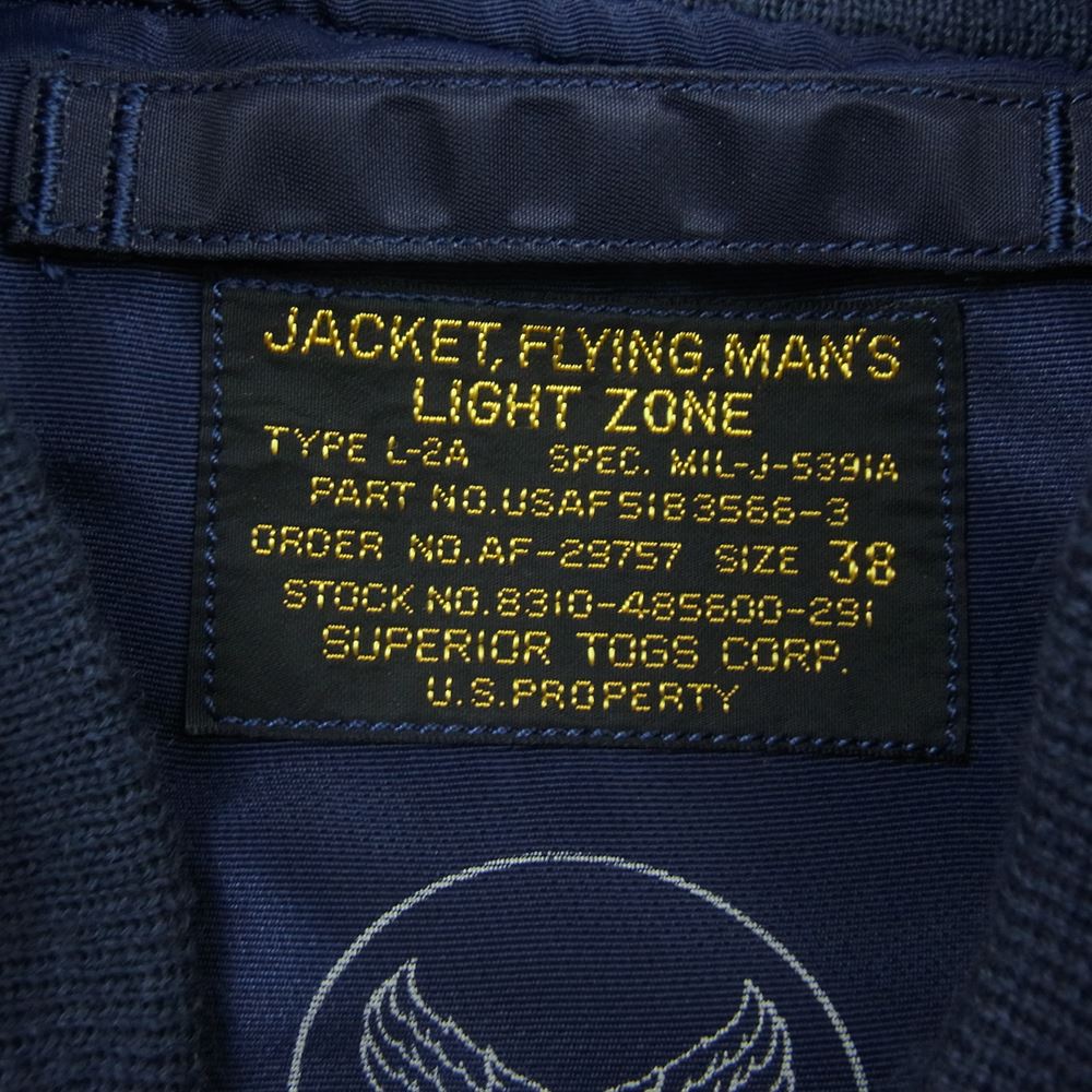 Buzz Rickson's バズリクソンズ BR12984 L-2A SUPERIOR TOGS CORP フライト ジャケット ネイビー系 38【美品】【中古】