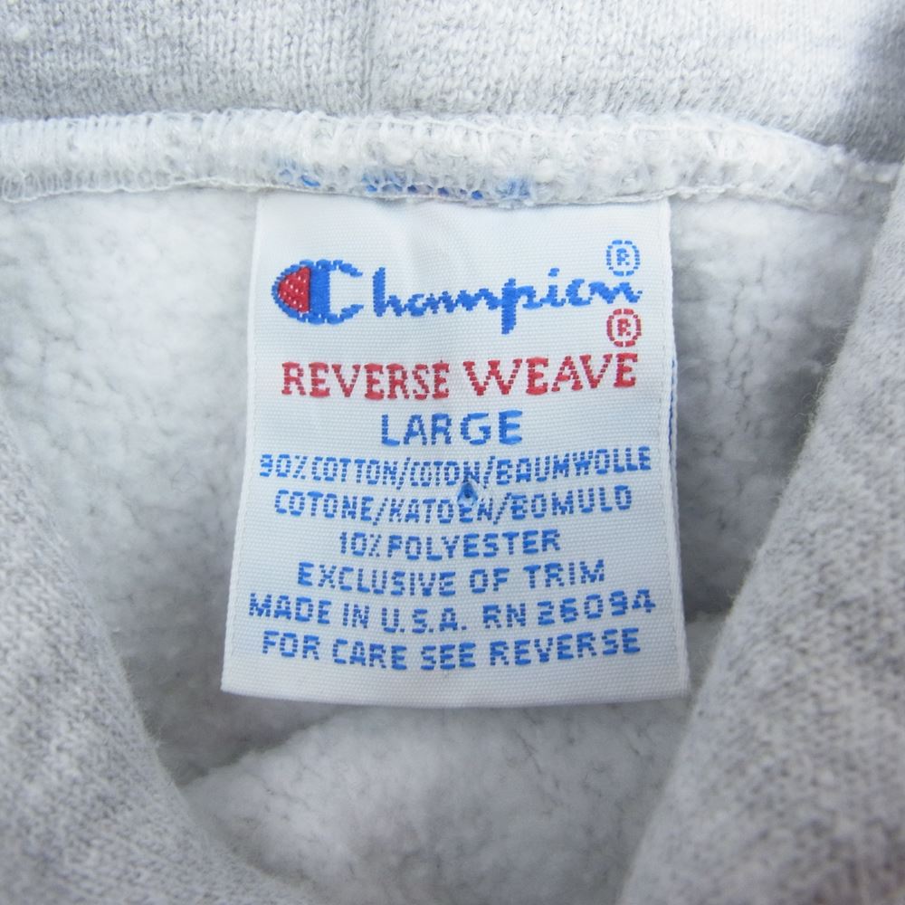 Champion チャンピオン ヴィンテージ 90s USA製 reverse weave リバースウィーブ 目あり スウェット パーカー グレー系 L【中古】