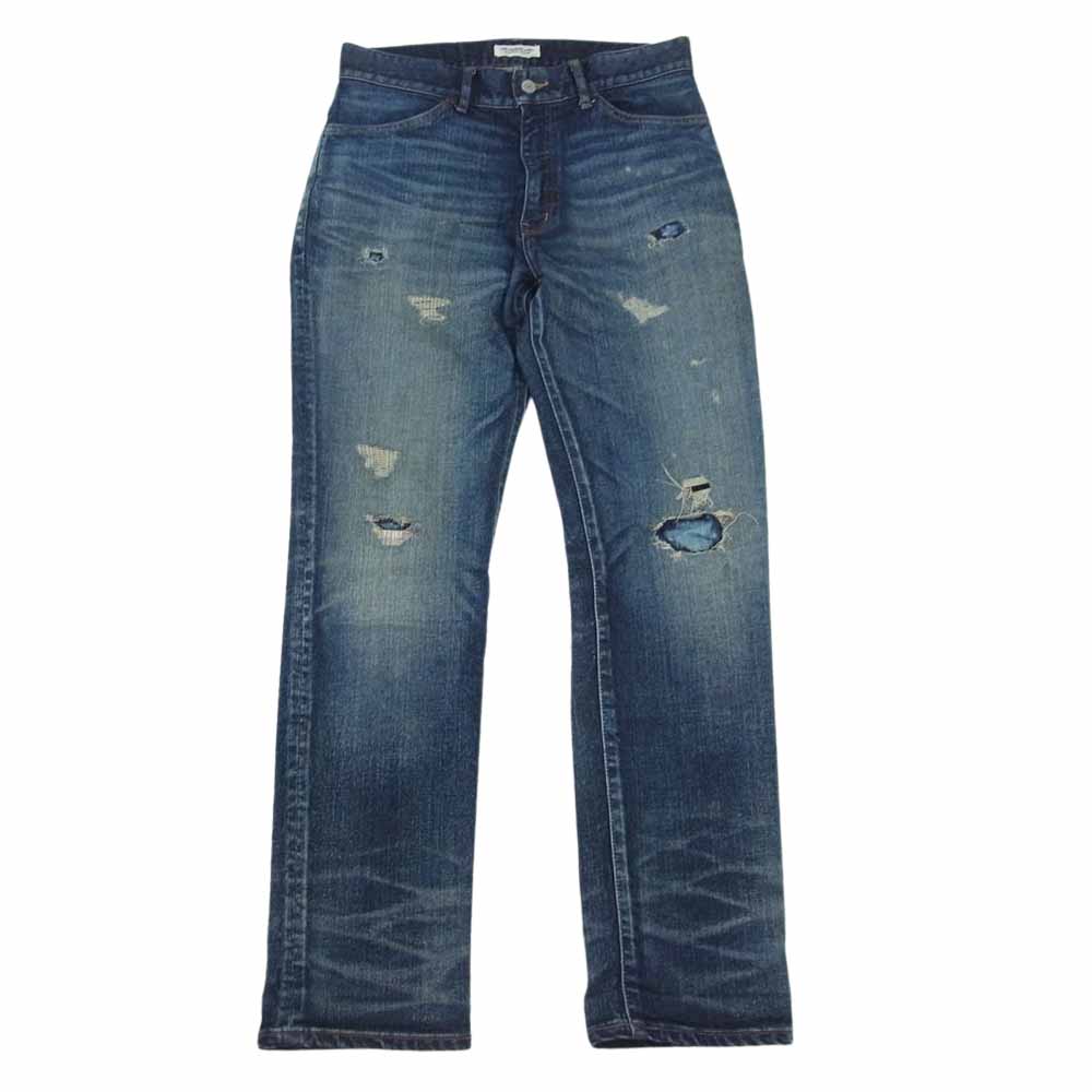 Ron Herman ロンハーマン 2720600076 DENIM ダメージ加工 クラッシュ リペア加工 ジップフライ ストレート デニムパンツ インディゴブルー系 31【中古】