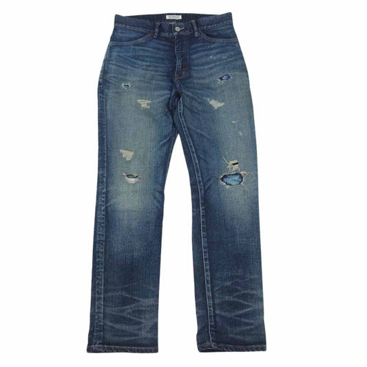 Ron Herman ロンハーマン 2720600076 DENIM ダメージ加工 クラッシュ リペア加工 ジップフライ ストレート デニムパンツ インディゴブルー系 31【中古】