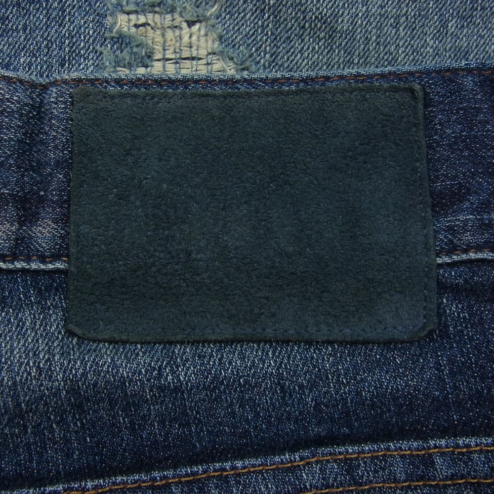 Ron Herman ロンハーマン 2720600076 DENIM ダメージ加工 クラッシュ リペア加工 ジップフライ ストレート デニムパンツ インディゴブルー系 31【中古】