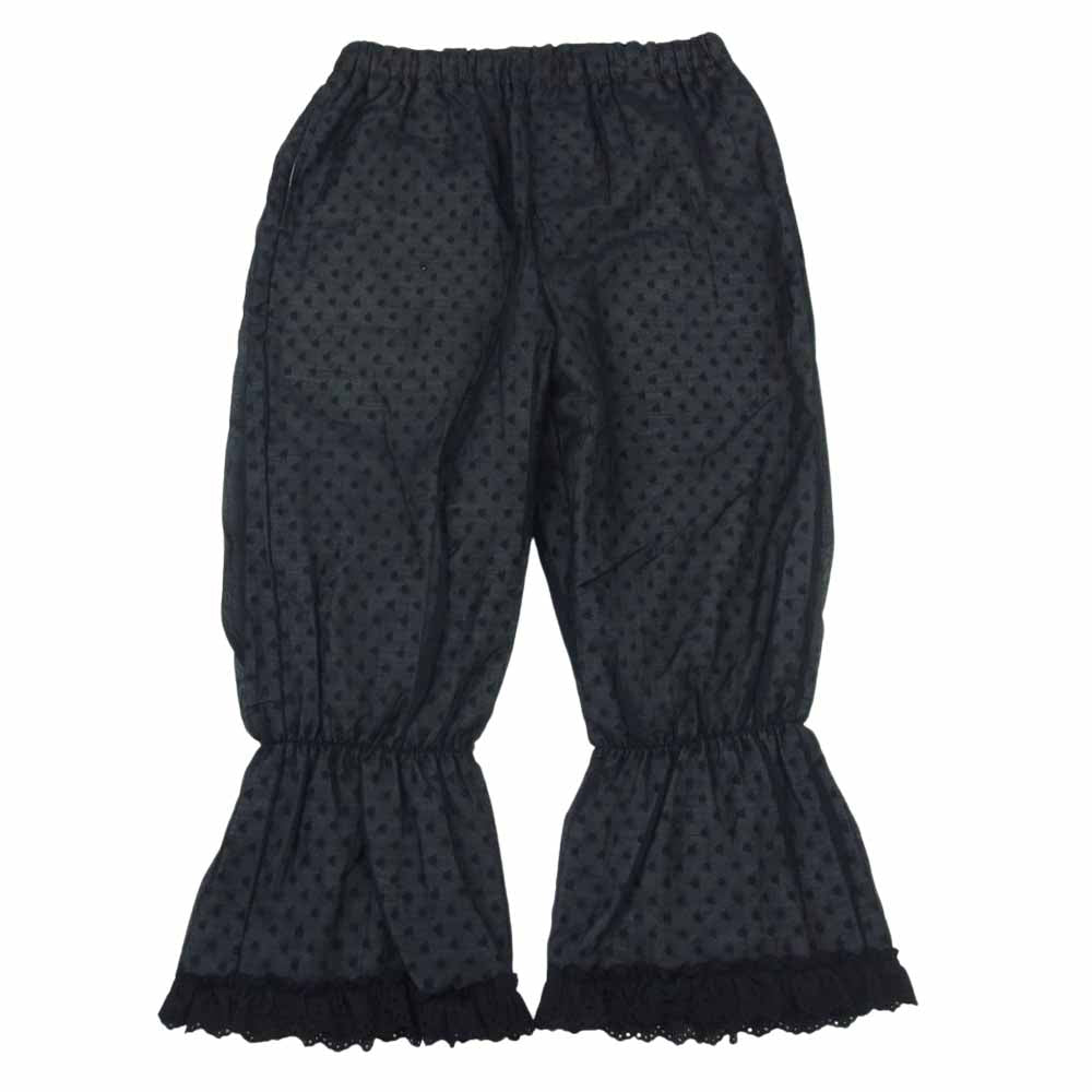 タオ 23SS TK-P017-051 旧トリココムデギャルソン 綿ナイロンラミーローンワッシャー×ナイロンチュール刺繍パンツ　裾レースドットパンツ ブラック系 M【新古品】【未使用】【中古】