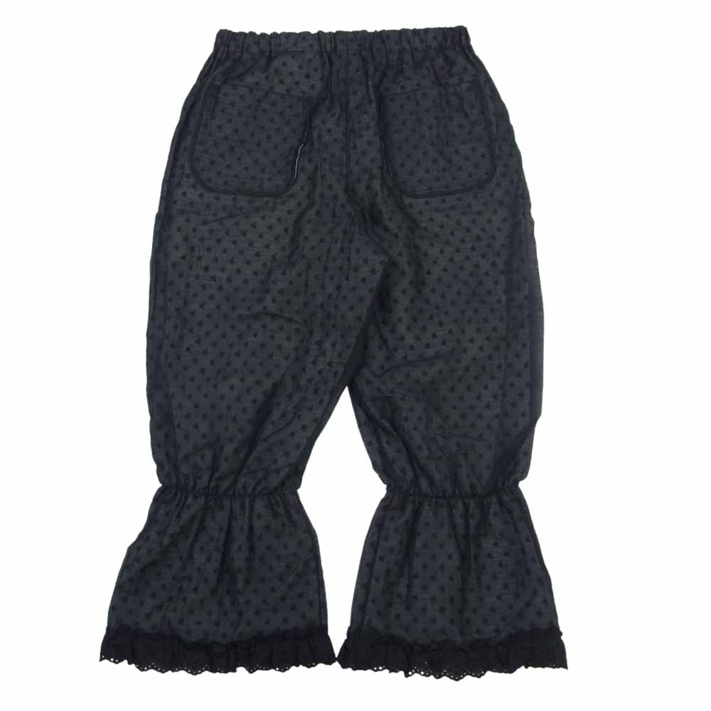 タオ 23SS TK-P017-051 旧トリココムデギャルソン 綿ナイロンラミーローンワッシャー×ナイロンチュール刺繍パンツ　裾レースドットパンツ ブラック系 M【新古品】【未使用】【中古】