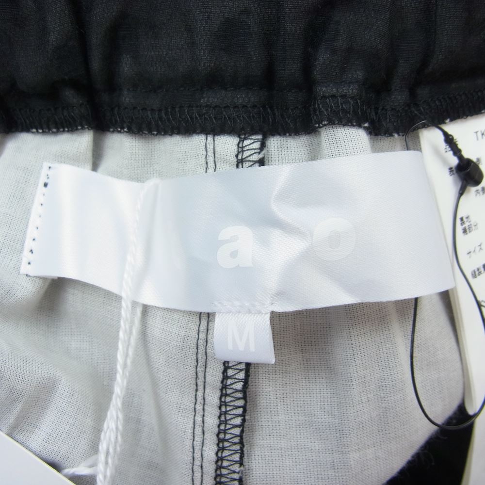 タオ 23SS TK-P017-051 旧トリココムデギャルソン 綿ナイロンラミーローンワッシャー×ナイロンチュール刺繍パンツ　裾レースドットパンツ ブラック系 M【新古品】【未使用】【中古】