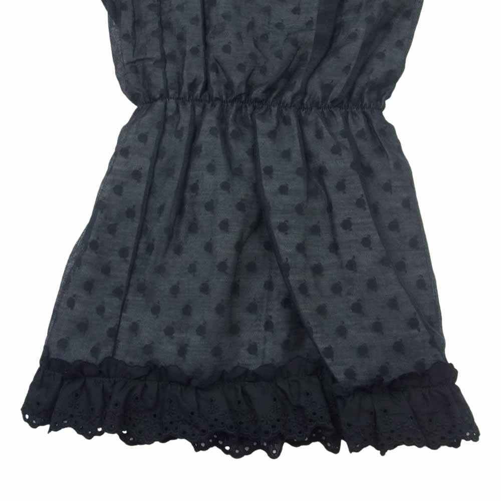 タオ 23SS TK-P017-051 旧トリココムデギャルソン 綿ナイロンラミーローンワッシャー×ナイロンチュール刺繍パンツ　裾レースドットパンツ ブラック系 M【新古品】【未使用】【中古】