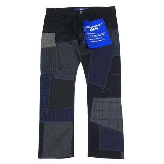 JUNYA WATANABE COMME des GARCONS MAN ジュンヤワタナベコムデギャルソンマン 23SS WK-P040-051 綿ポリエステル 多素材MIX パッチワーク デニムパンツ ブラック系 XS【新古品】【未使用】【中古】