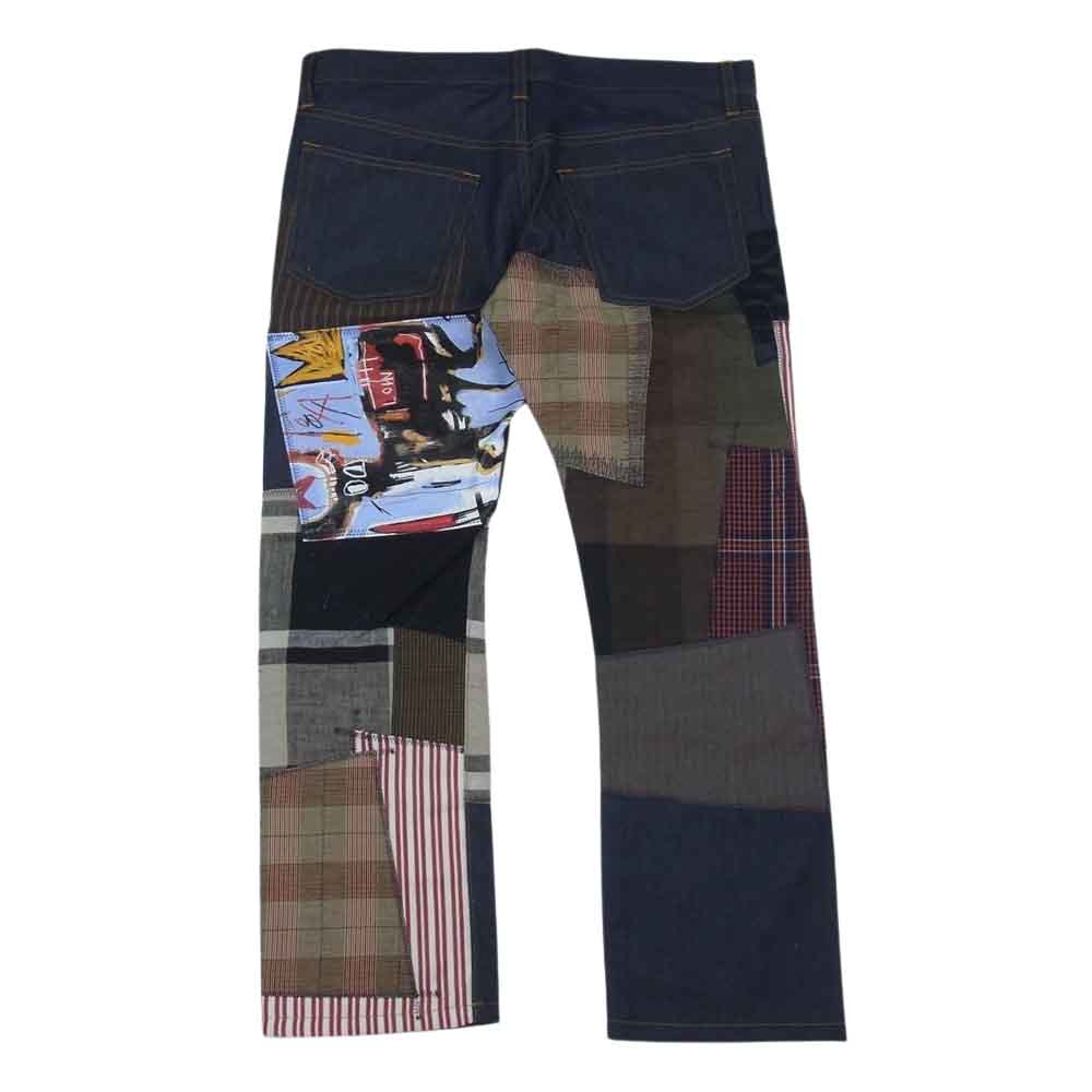 JUNYA WATANABE COMME des GARCONS MAN ジュンヤワタナベコムデギャルソンマン 23SS WK-P022-051 Jean-Michel Basquiat バスキア 綿リヨセルデニム パッチワークMIX パッチワーク デニムパンツ インディゴブルー系 S【新古品】【未使用】【中古】