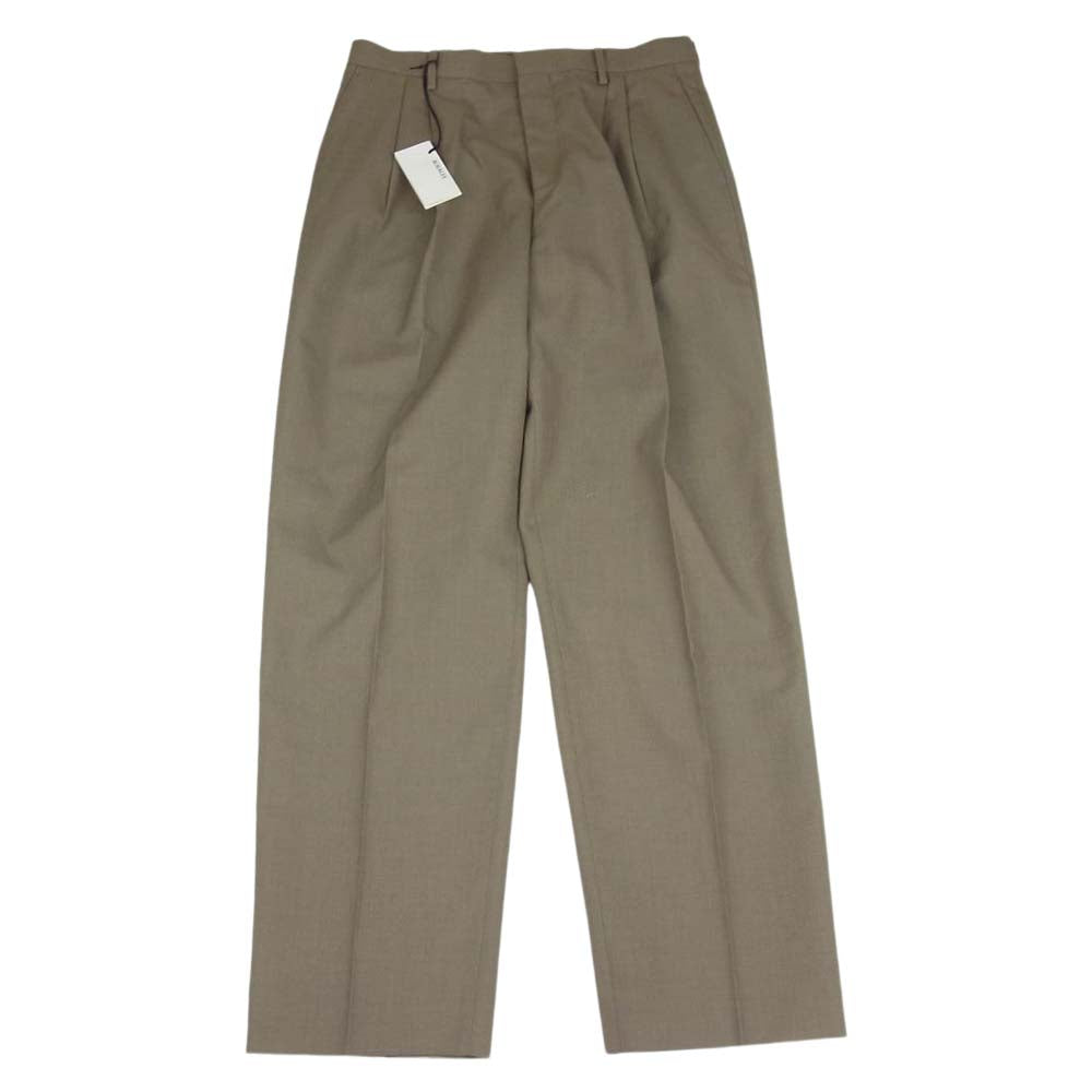AURALEE オーラリー 21AW A21AP02BH BLUEFACED WOOL WIDE SLACKS ブルーフェイス ウール ワイド スラックスパンツ カーキ系 4【美品】【中古】