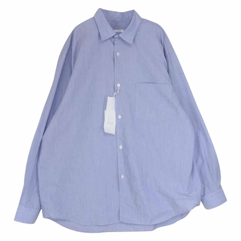 COMOLI コモリ 22AW W03-02001 コモリシャツ 長袖 シャツ SAX STRIPE サックスストライプ ライトブルー系 3【美品】【中古】