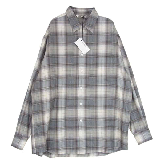 AURALEE オーラリー 22AW A22AS01LC SUPER LIGHT WOOL CHECK SHIRTS スーパーライト ウール チェック 長袖 シャツ 5（Lサイズ）【美品】【中古】