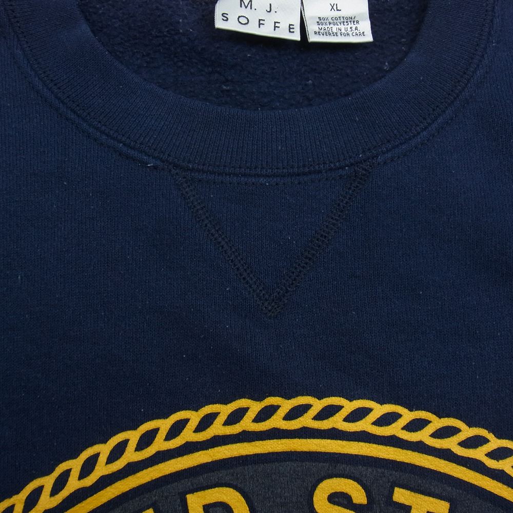 ソフィー ヴィンテージ USA製 80s~90s 刺繍タグ Navy カレッジ ロゴ プリント スウェット ネイビー系 XL【中古】