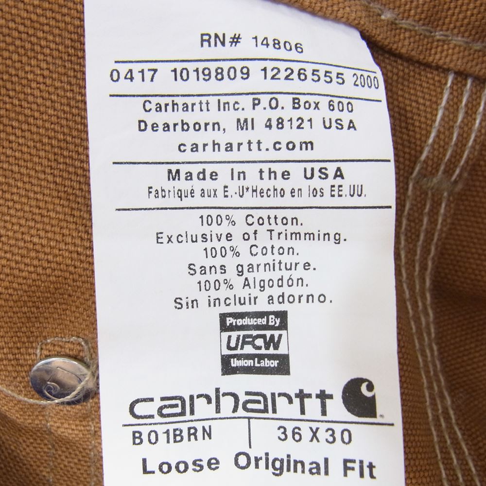 Carhartt カーハート USA製 ダブルニー ダッグ ペインター パンツ ブラウン系 36【中古】