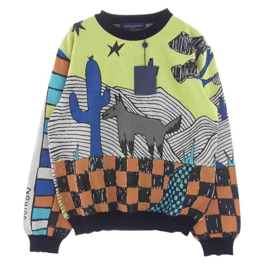 LOUIS VUITTON ルイ・ヴィトン 1ABJ87 コットン ジャカード クルーネック ニット マルチカラー系 S【極上美品】【中古】