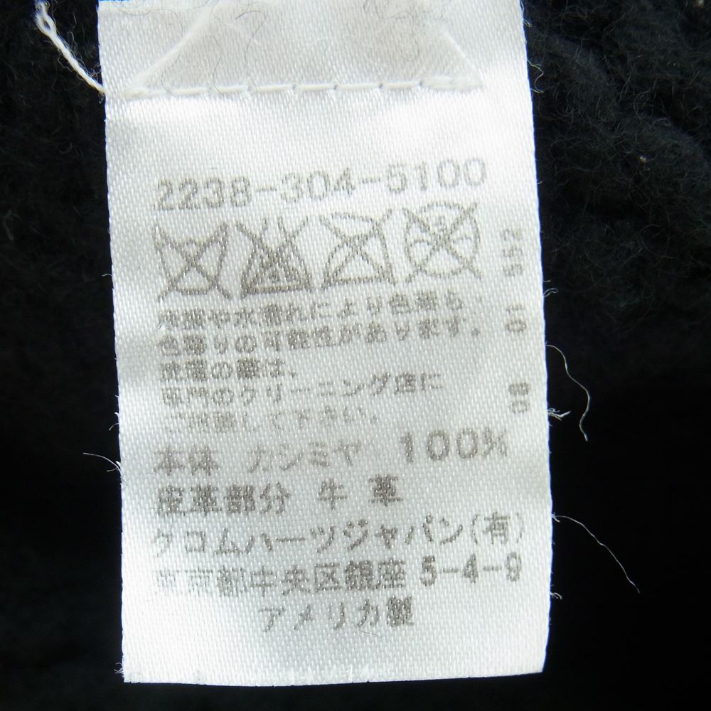 CHROME HEARTS クロムハーツ（原本有） 国内正規品 BEANIE CRS CASH カシミヤ カシミア レザー クロスパッチ クロスボール ビーニー ニット帽 ブラック系【中古】