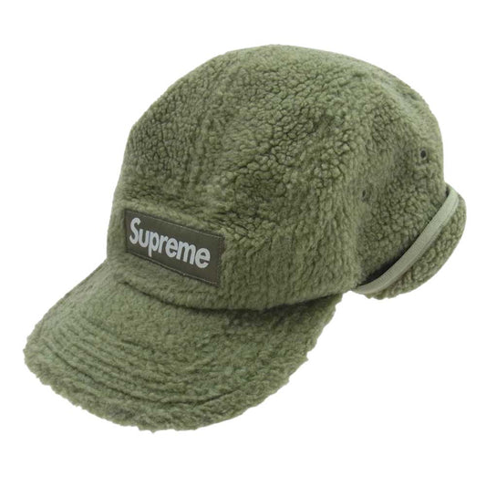 Supreme シュプリーム 20AW Deep Pile Earflap Camp Cap ディープパイル イヤーフラップ キャンプ キャップ ボックスロゴ 帽子 カーキ系【中古】