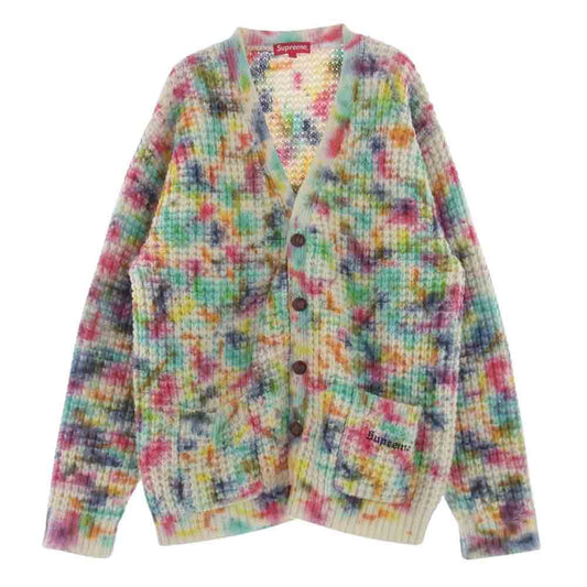 Supreme シュプリーム 21AW Waffle Knit Cardigan Tie Dye ワッフル ニット カーディガン タイダイ染め マルチカラー系 L【中古】