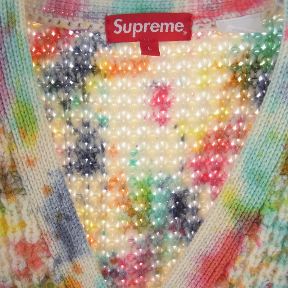 Supreme シュプリーム 21AW Waffle Knit Cardigan Tie Dye ワッフル ニット カーディガン タイダイ染め マルチカラー系 L【中古】
