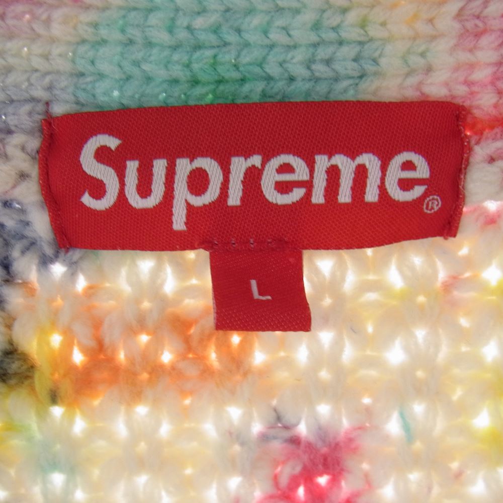 Supreme シュプリーム 21AW Waffle Knit Cardigan Tie Dye ワッフル ニット カーディガン タイダイ染め マルチカラー系 L【中古】