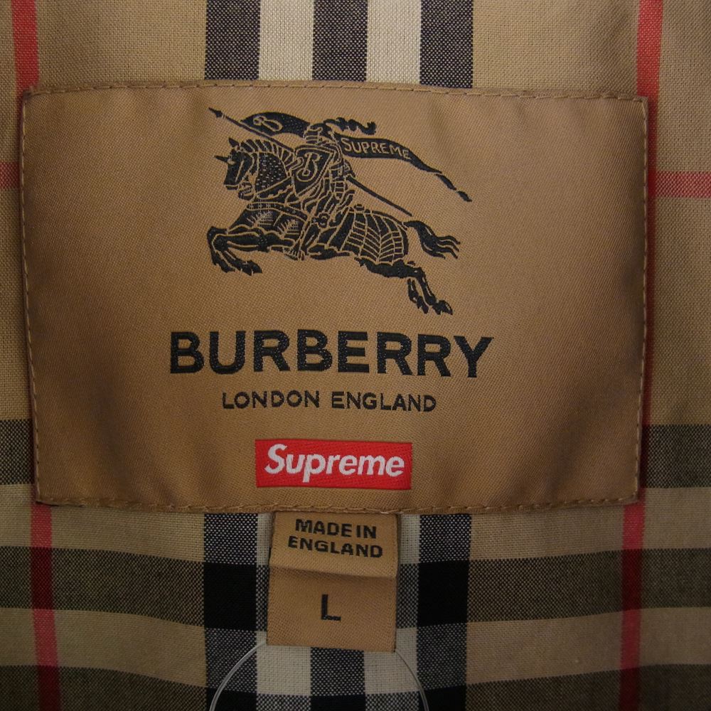 Supreme シュプリーム 22SS × Burberry バーバリー Leather Collar Trench レザー カラー トレンチ コート ブラック ブラック系 L【中古】