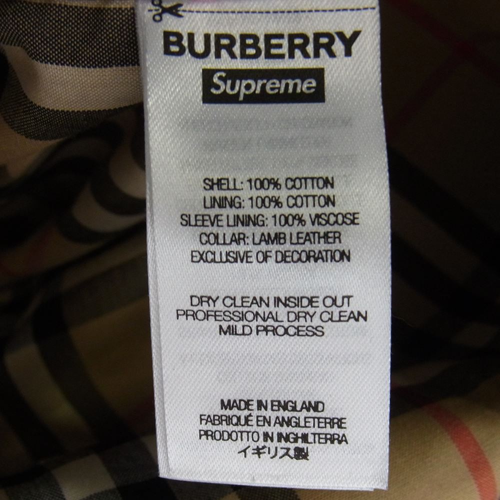 Supreme シュプリーム 22SS × Burberry バーバリー Leather Collar Trench レザー カラー トレンチ コート ブラック ブラック系 L【中古】