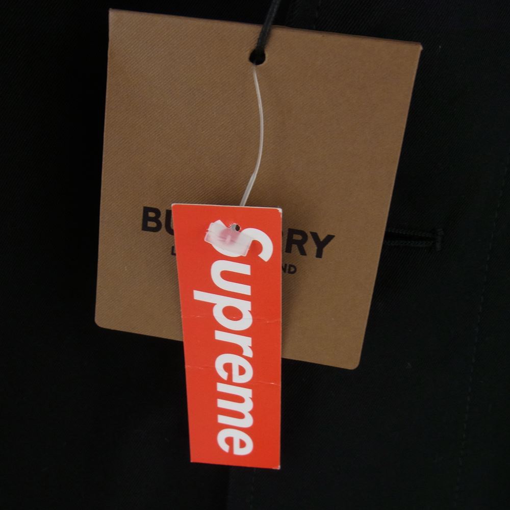 Supreme シュプリーム 22SS × Burberry バーバリー Leather Collar Trench レザー カラー トレンチ コート ブラック ブラック系 L【中古】