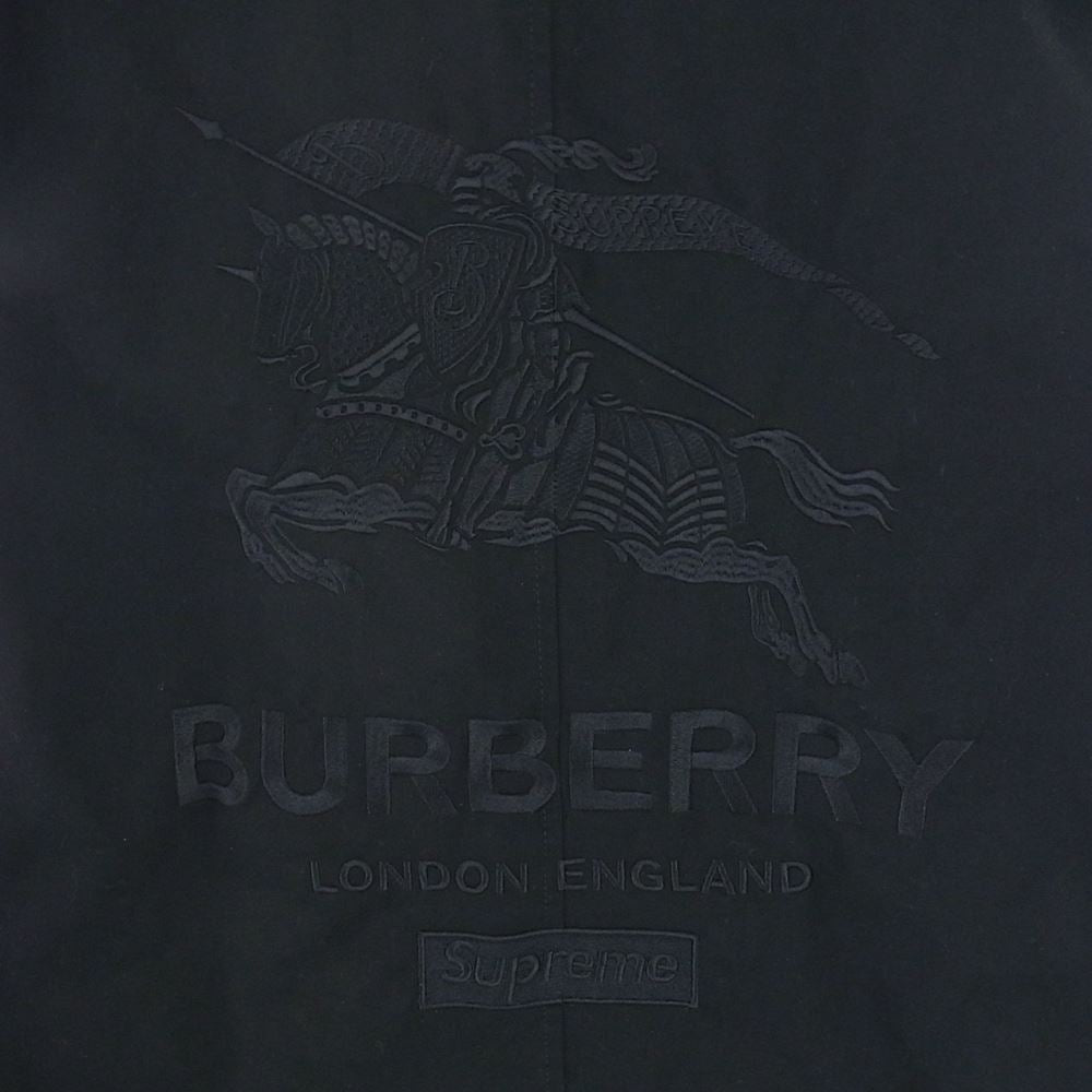 Supreme シュプリーム 22SS × Burberry バーバリー Leather Collar Trench レザー カラー トレンチ コート ブラック ブラック系 L【中古】