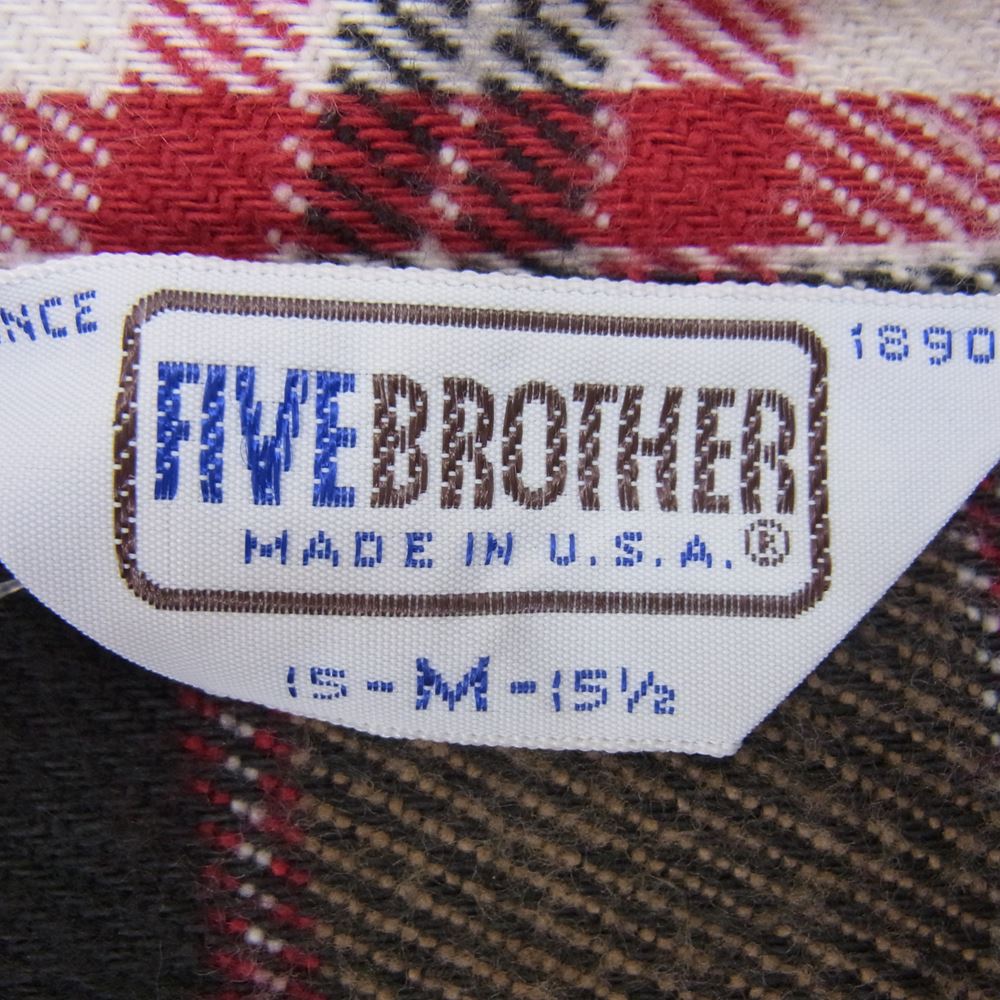FIVE BROTHER ファイブブラザー USA製 チェック フランネル 長袖シャツ ブラウン系 M【中古】