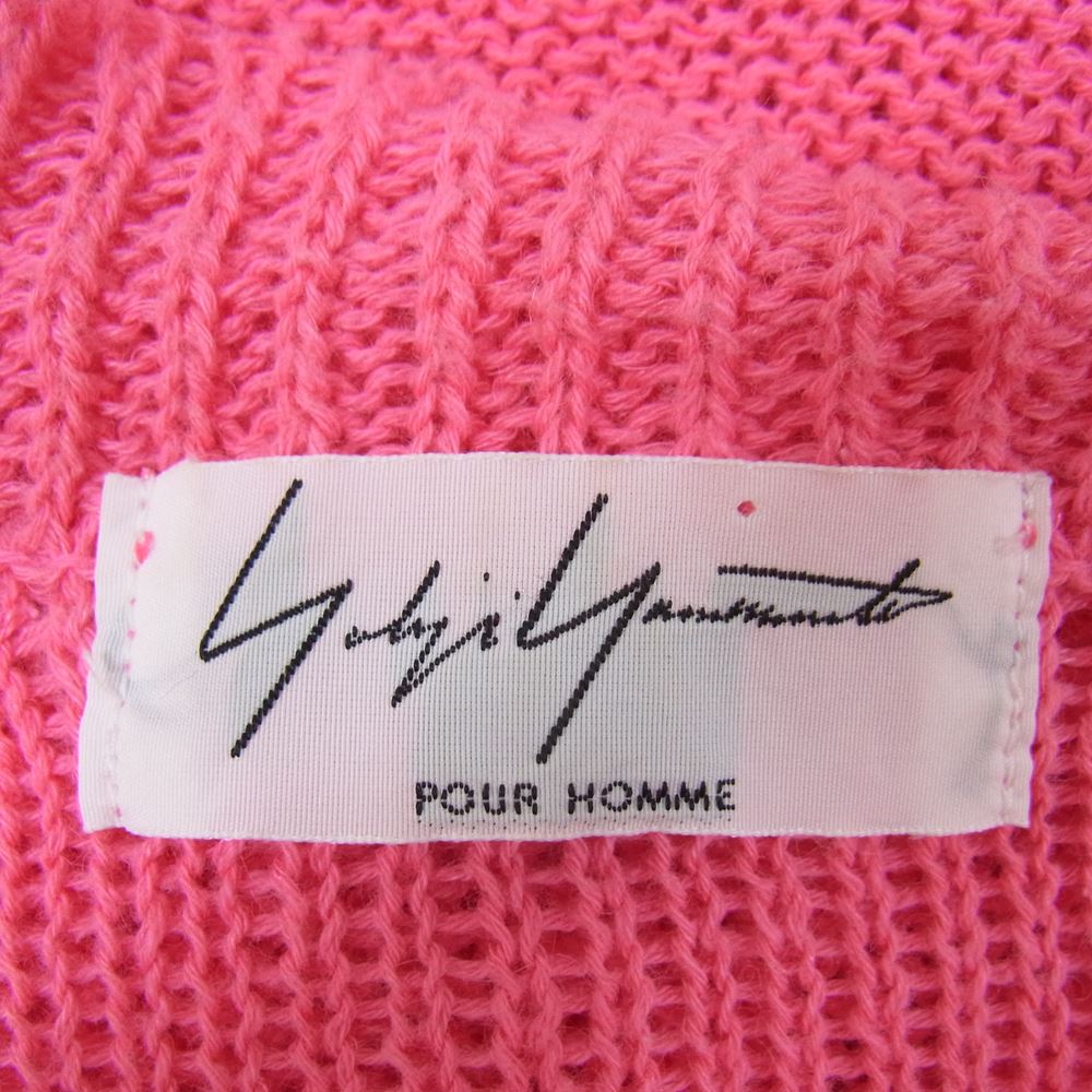 Yohji Yamamoto POUR HOMME ヨウジヤマモトプールオム HG-K86-087 ラペル デザイン ニット カーディガン ピンク系 3【中古】
