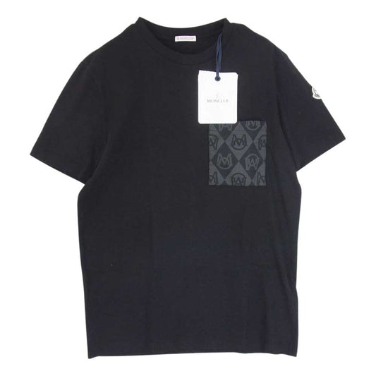 MONCLER モンクレール I2 091 8C00029 8390T SS T-SHIRT モノグラム ポケット Tシャツ ウォッシュ加工 ブラック系 S【新古品】【未使用】【中古】