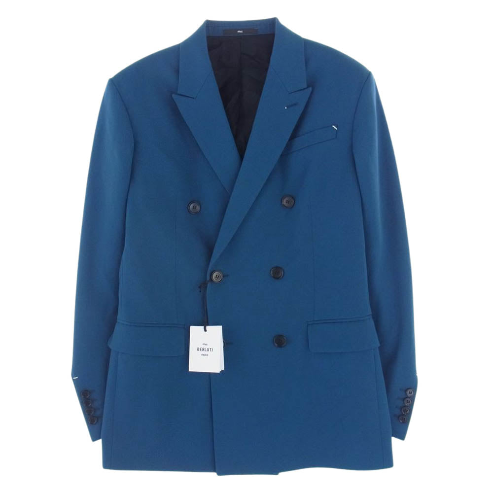 Berluti ベルルッティ R19GCL93-004 DOUBLE BREASTED WOOL JACKET 裏地カリグラフィ柄 ダブルブレスト ウール テーラード ジャケット エメラルドグリーン系 R46【新古品】【未使用】【中古】