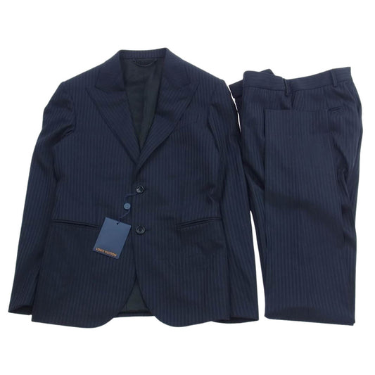LOUIS VUITTON ルイ・ヴィトン VCCM03 セットアップ ストライプ スーツ パンツ スラックス ネイビー系 44【新古品】【未使用】【中古】
