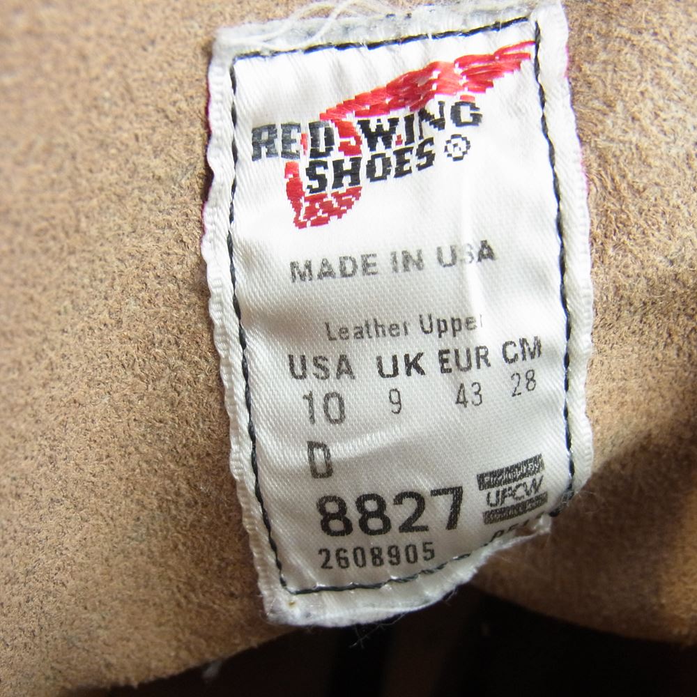 RED WING レッドウィング 8827 OUTING BOOTS アウティング ブーツ  ライトブラウン系 USA10 D,28ｃｍ【中古】