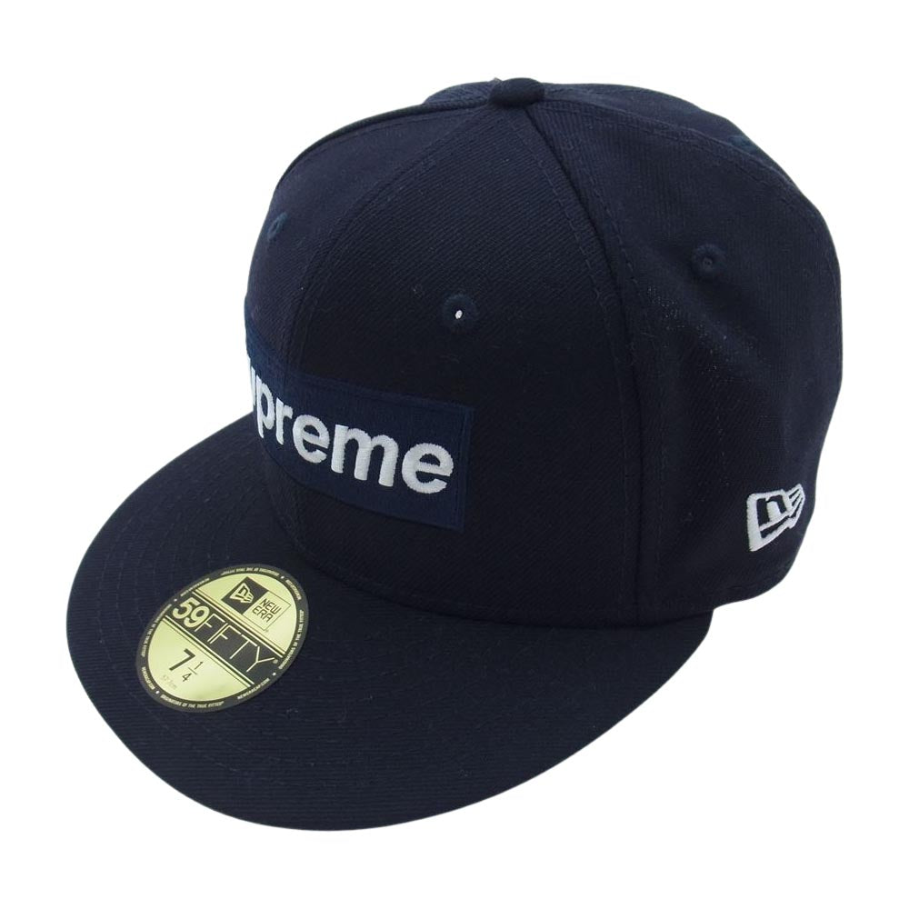 Supreme シュプリーム 20AW ×  New Era ニューエラ World Famous Box Logo Navy ワールド フェイマス ボックス ロゴ キャップ 帽子 ブラック系 57.7cm【美品】【中古】
