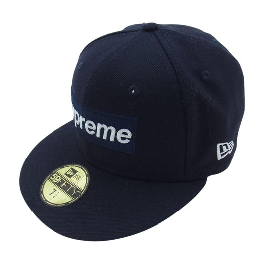 Supreme シュプリーム 20AW ×  New Era ニューエラ World Famous Box Logo Navy ワールド フェイマス ボックス ロゴ キャップ 帽子 ブラック系 57.7cm【美品】【中古】
