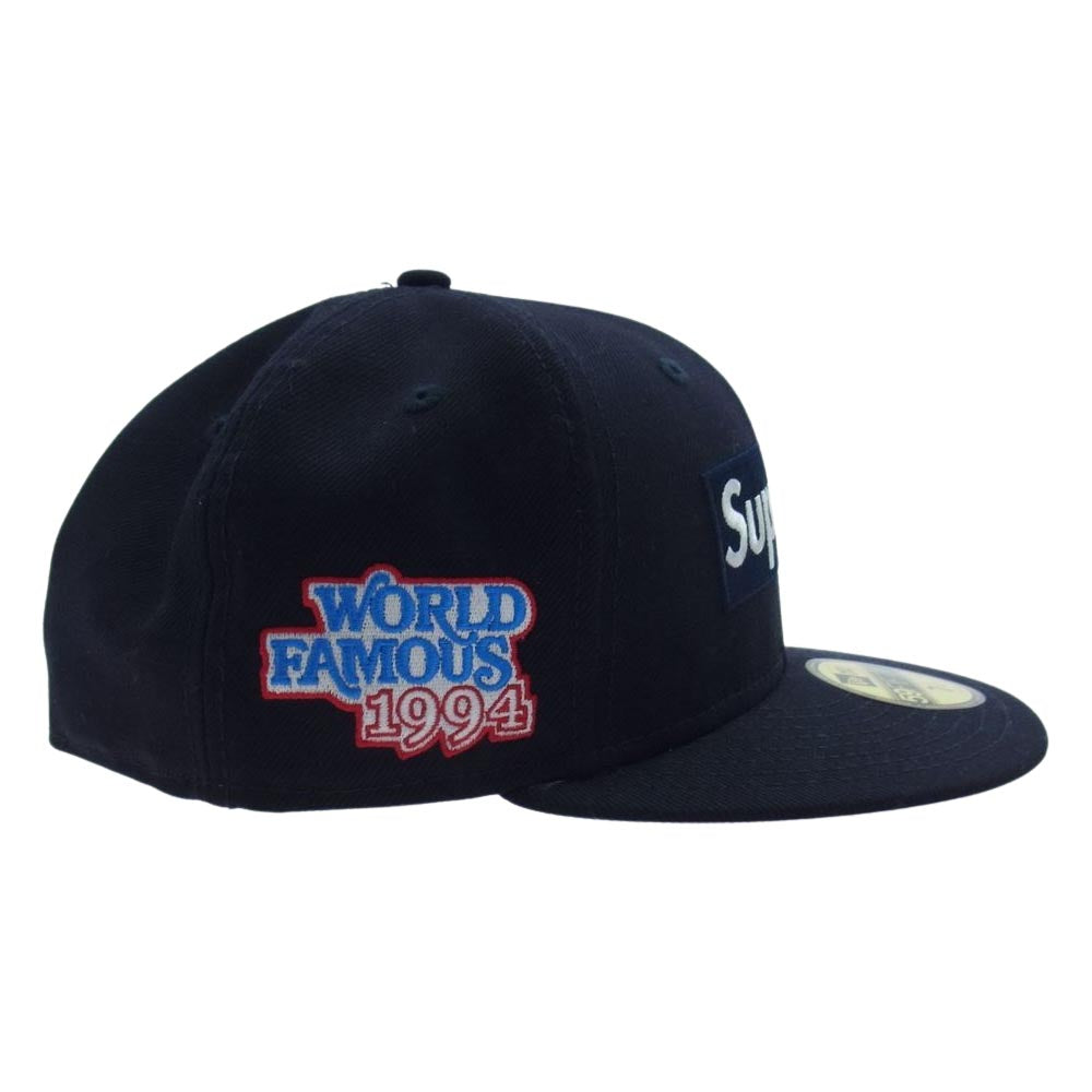 Supreme シュプリーム 20AW ×  New Era ニューエラ World Famous Box Logo Navy ワールド フェイマス ボックス ロゴ キャップ 帽子 ブラック系 57.7cm【美品】【中古】