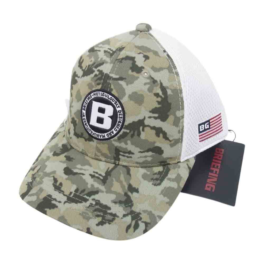 BRIEFING ブリーフィング BRG233M68 MENS CAMO PRINT MESH CAP カモ メッシュ キャップ 帽子 オリーブ カーキ系 FREE【新古品】【未使用】【中古】