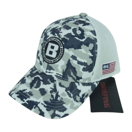 BRIEFING ブリーフィング BRG233M68 MENS CAMO PRINT MESH CAP カモ メッシュ キャップ 帽子 ホワイト系 FREE【新古品】【未使用】【中古】