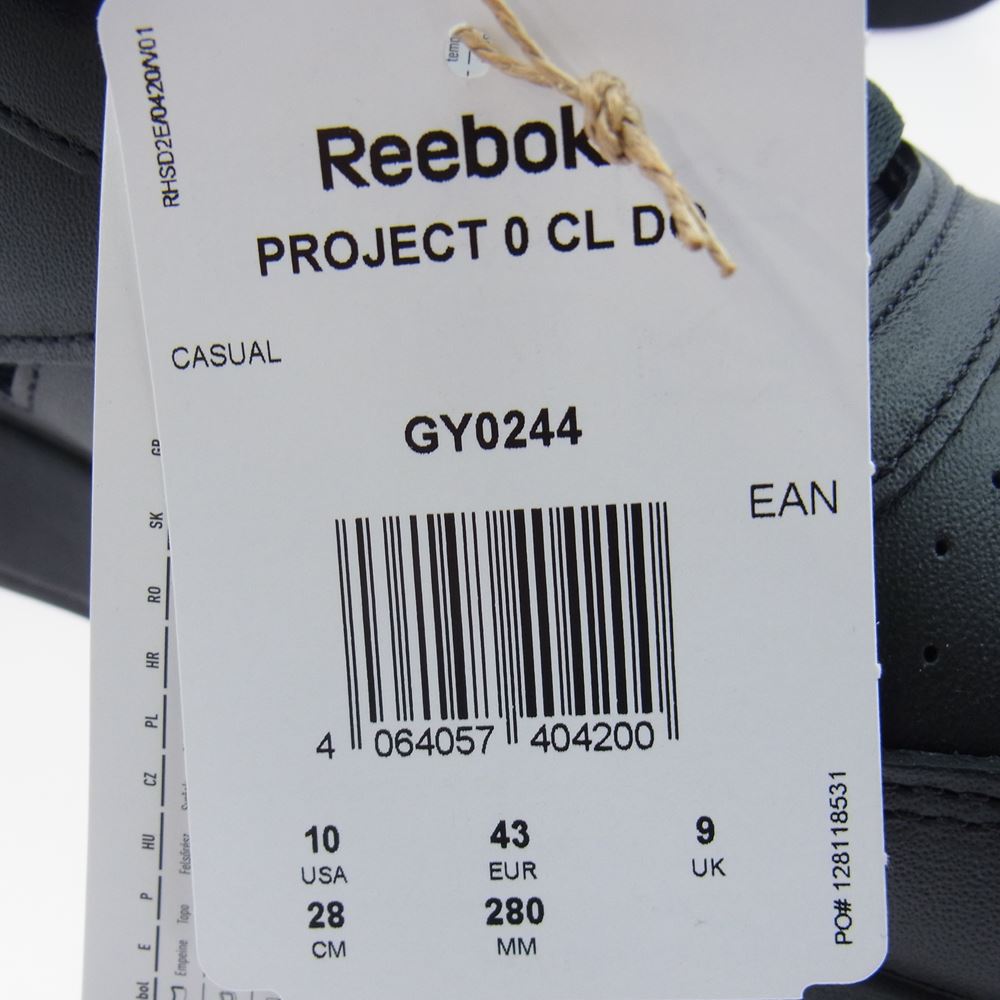 MAISON MARGIELA メゾンマルジェラ GY0244 × Reebok リーボック Classic Leather DQ Shoes クラシックレザー シューズ 足袋 タビ スニーカー ブラック ブラック系 28cm【新古品】【未使用】【中古】